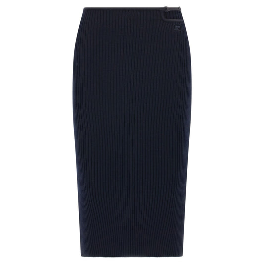 Courrèges Blue Viscose Midi Skirt