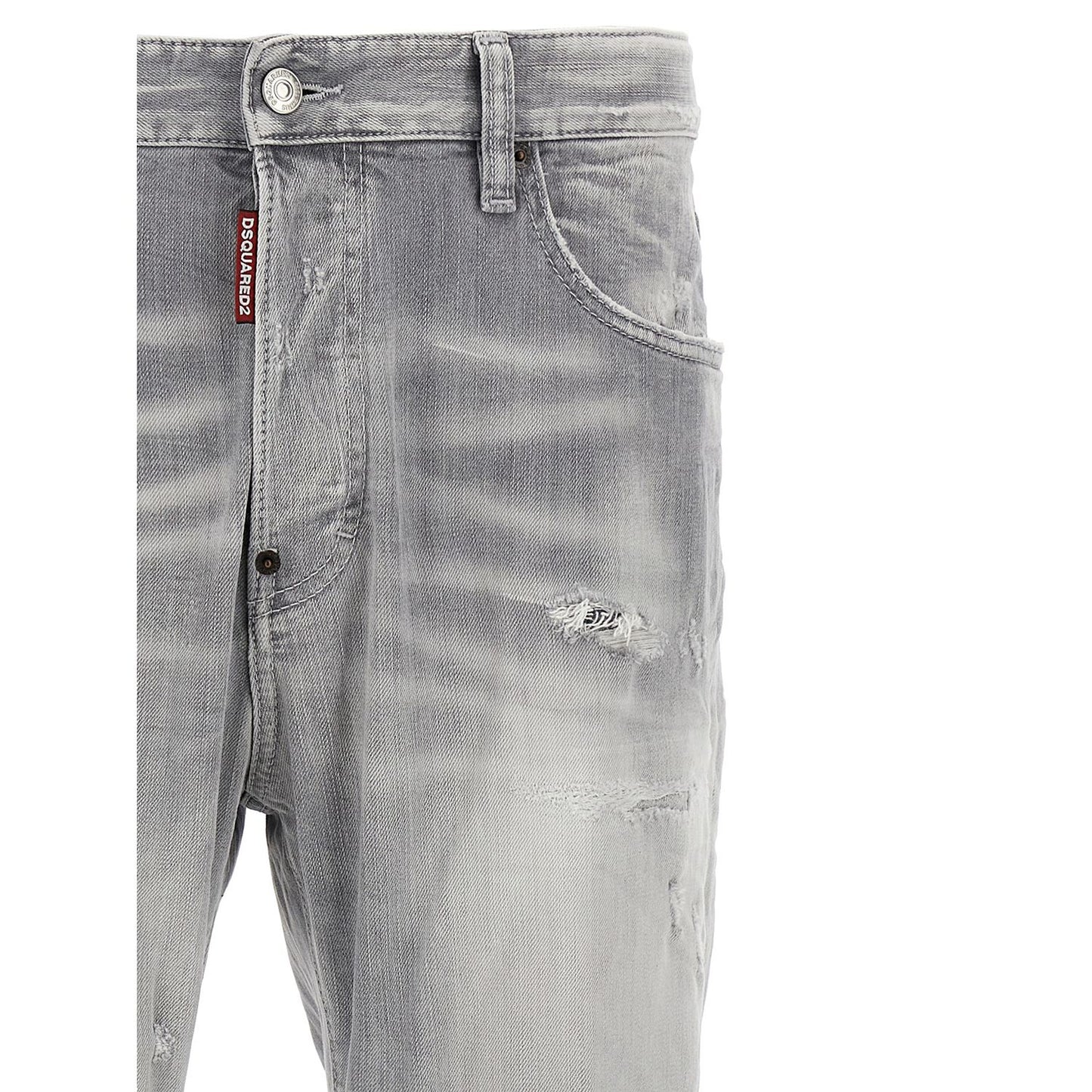 Dsquared² Gray Cotton Straight-Leg Jeans