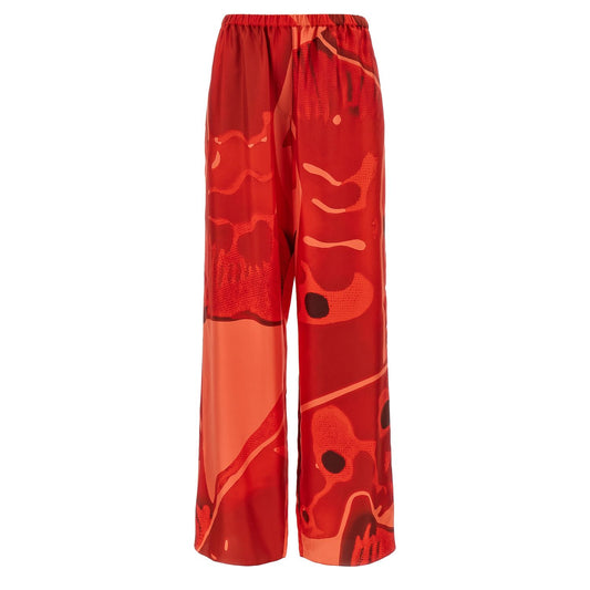 Ferragamo Red Silk Casual Pants