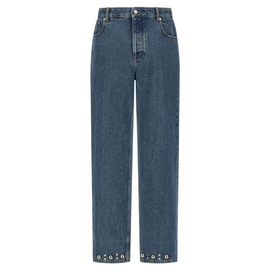 Valentino Garavani Blue Cotton Straight-Leg Jeans