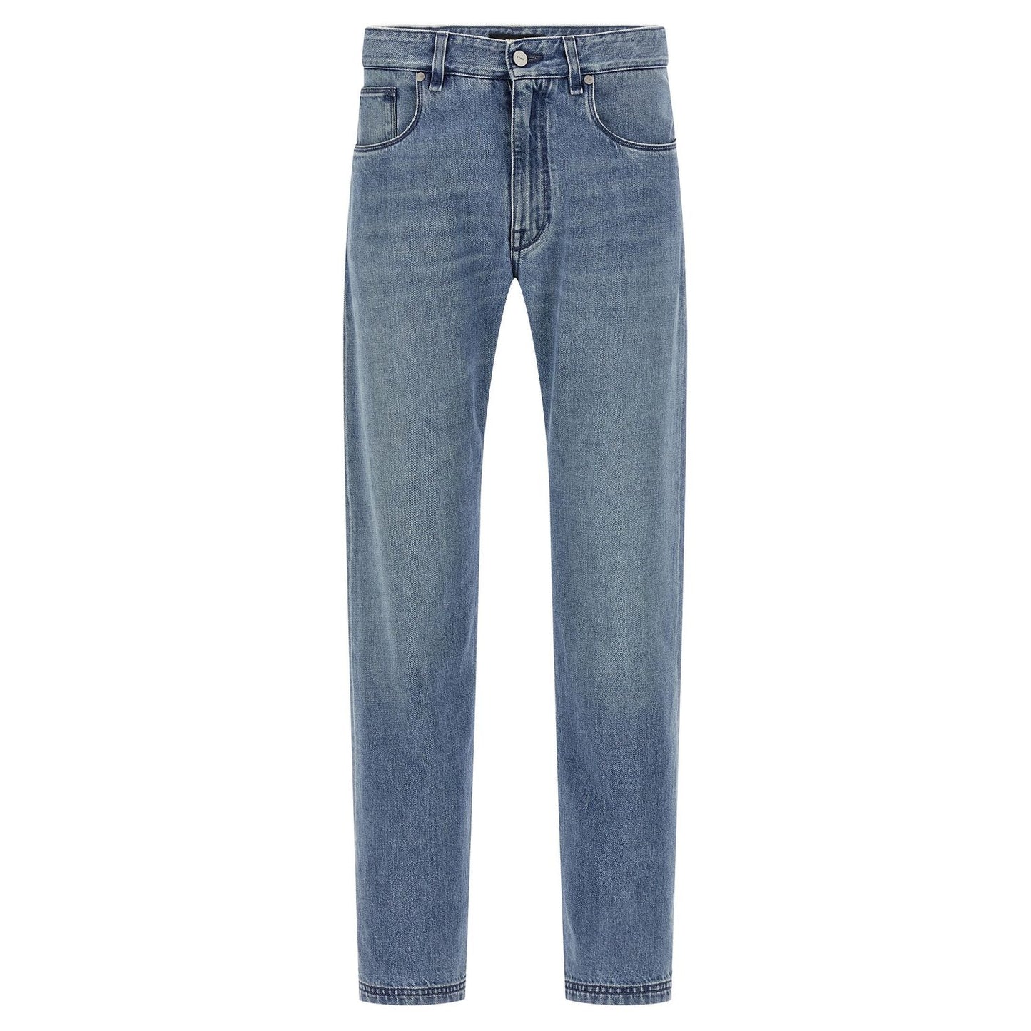 Fendi Blue Cotton Straight-Leg Jeans