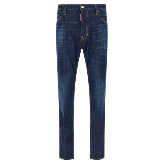 Dsquared² Blue Cotton Straight-Leg Jeans