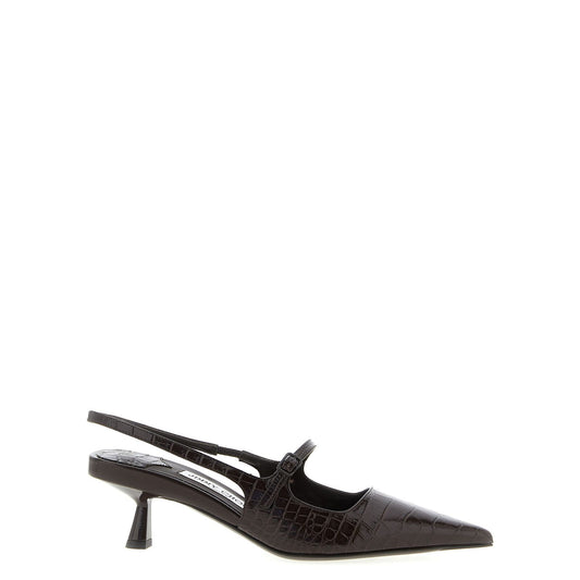 Jimmy Choo Brown Leather Mid Heel Pumps