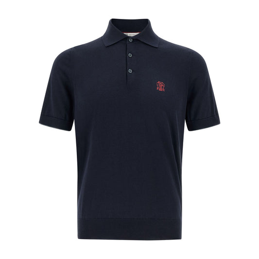 Brunello Cucinelli Blue Cotton Polo Shirt