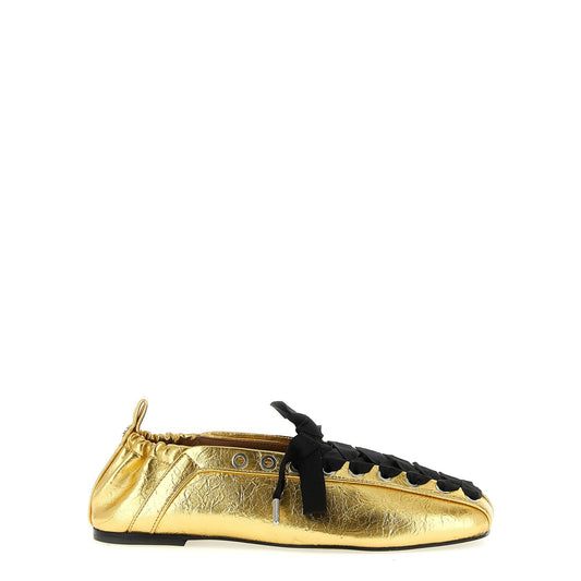 Ganni Gold Polyethylene Ballet Flats