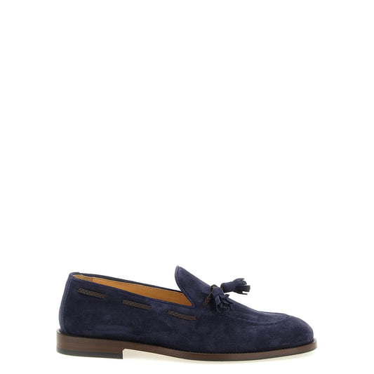 Brunello Cucinelli Blue Calfskin Slip-On Loafers