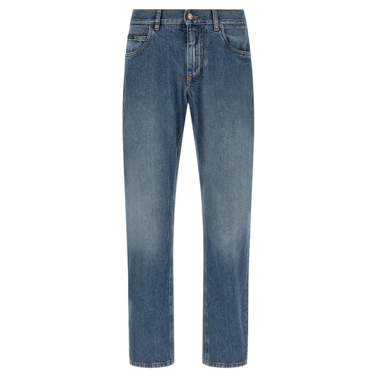Dolce & Gabbana Blue Cotton Straight-Leg Jeans
