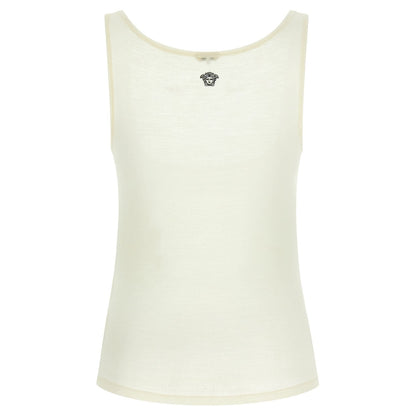 Versace White Virgin Wool Sleeveles T-Shirt