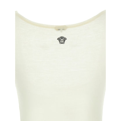 Versace White Virgin Wool Sleeveles T-Shirt