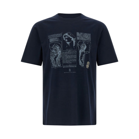 Brunello Cucinelli Blue Cotton T-Shirt