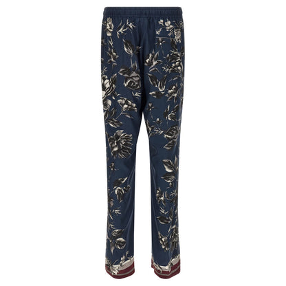 Dolce & Gabbana Blue Silk Casual Pants