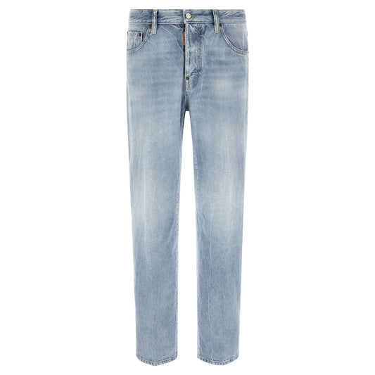 Dsquared² Blue Cotton Straight-Leg Jeans