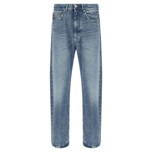 Versace Blue Cotton Straight-Leg Jeans