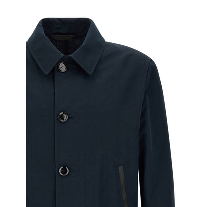 Brioni Blue Linen Full-Length Jacket