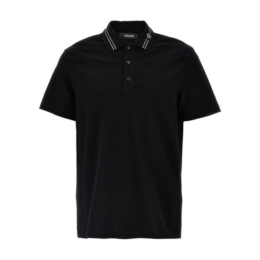 Versace Black Cotton Polo Shirt