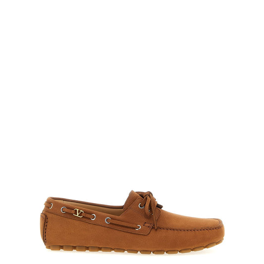 Valentino Garavani Brown Calfskin Slip-On Loafers