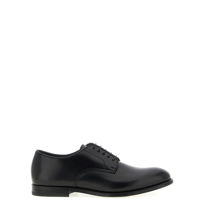 Doucal's Black Calfskin Oxfords And Derbies