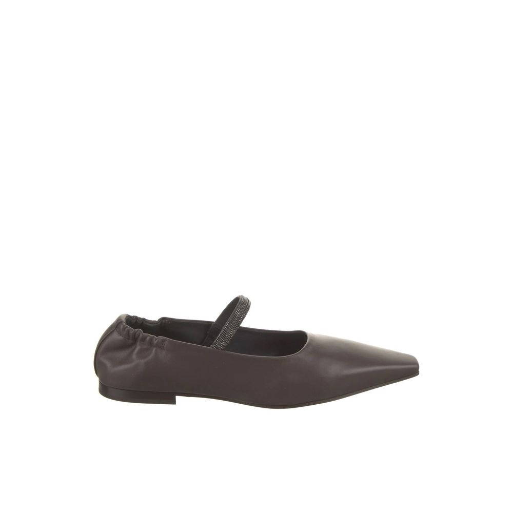Brunello Cucinelli Brown Leather Ballet Flats