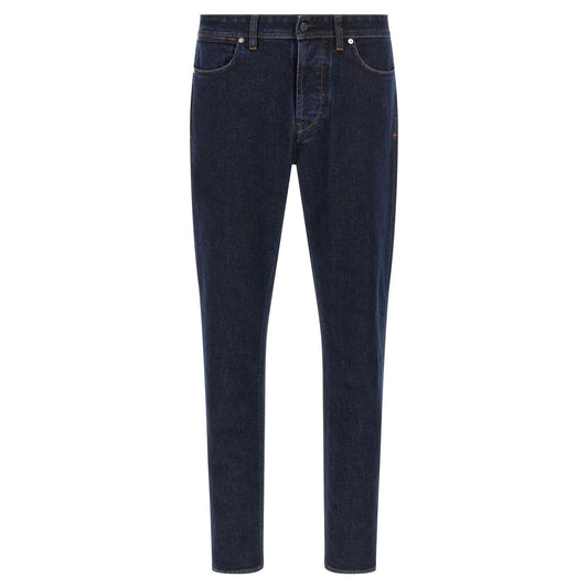 Stone Island Blue Cotton Straight-Leg Jeans