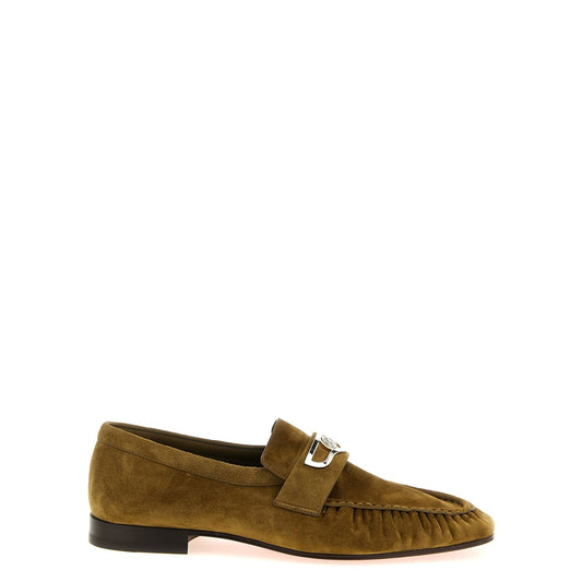Christian Louboutin Brown Calfskin Slip-On Loafers