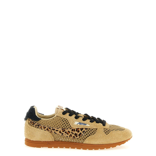 Autry Beige Cotton Athletic Sneakers