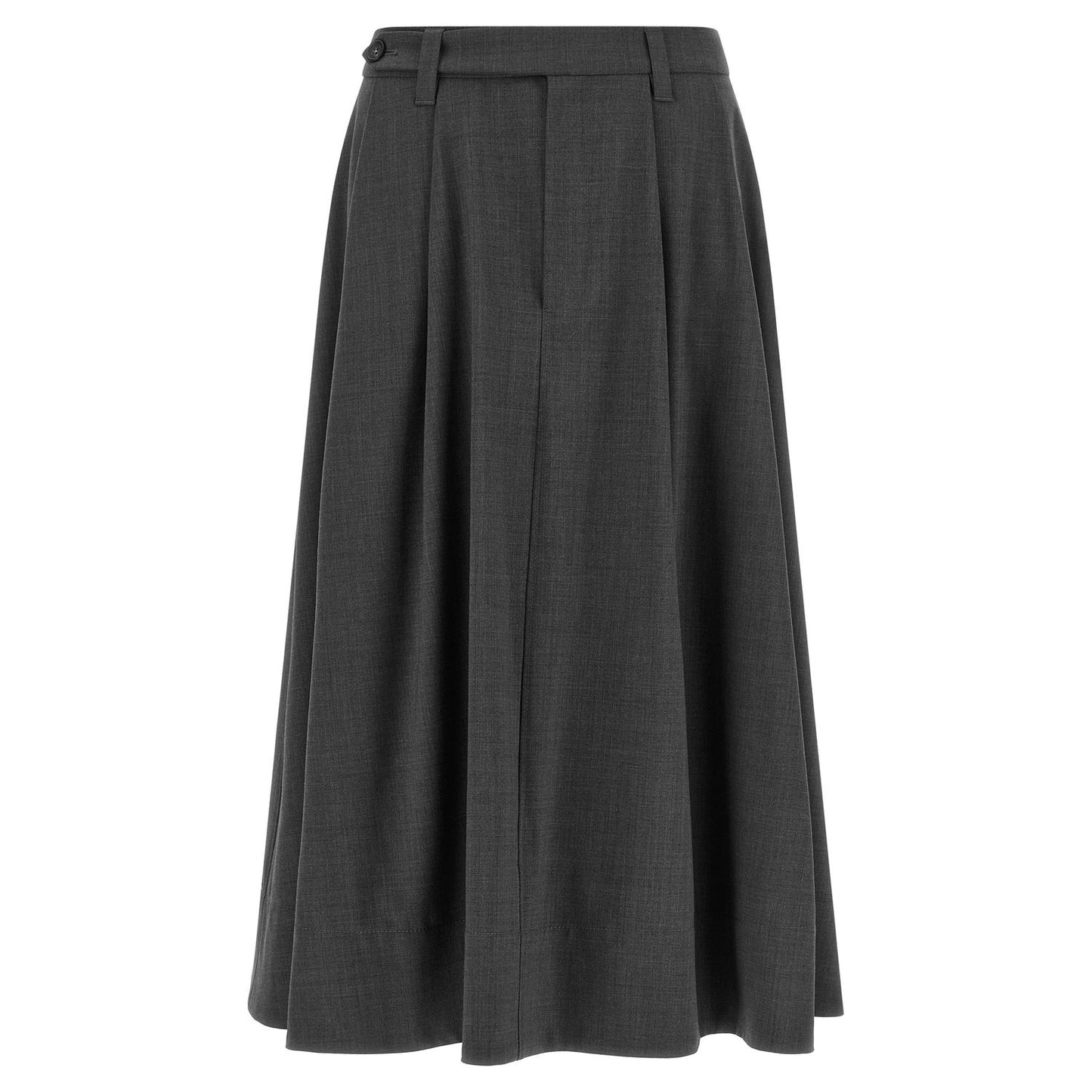 Brunello Cucinelli Gray Virgin Wool Midi Skirt