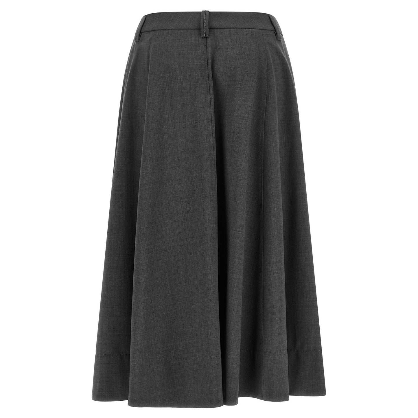Brunello Cucinelli Gray Virgin Wool Midi Skirt