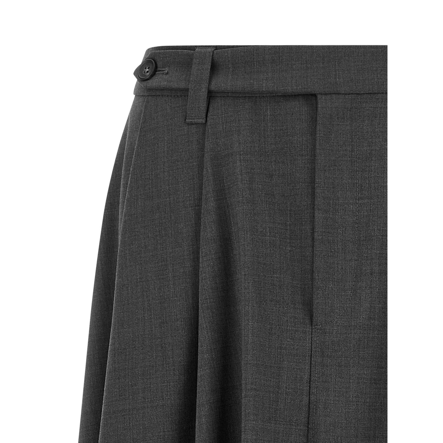 Brunello Cucinelli Gray Virgin Wool Midi Skirt
