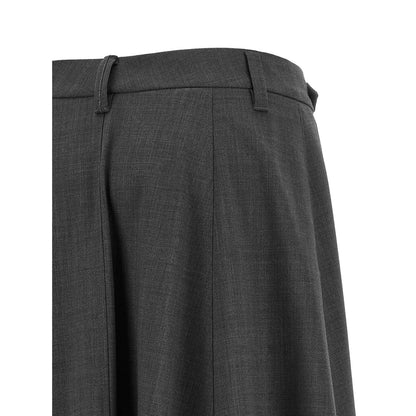 Brunello Cucinelli Gray Virgin Wool Midi Skirt