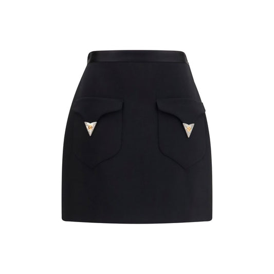 Versace Black Wool Oves Aries Mini Skirt