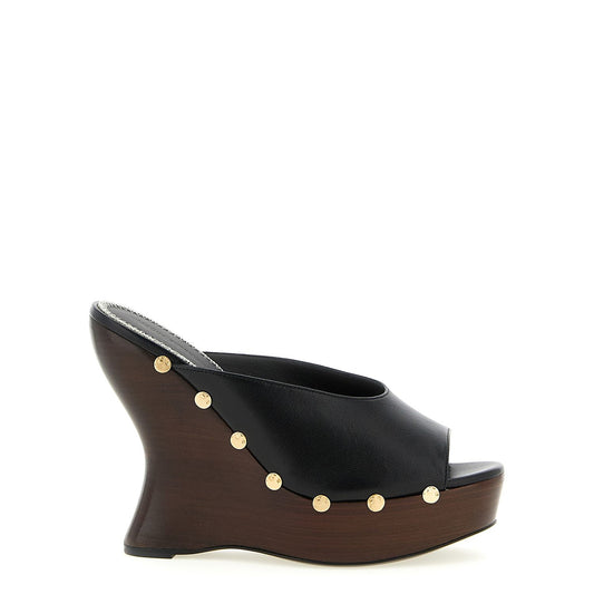 Magda Butrym Black Calfskin Wedge Sandals