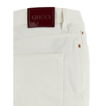 Gucci White Cotton Cropped Jeans