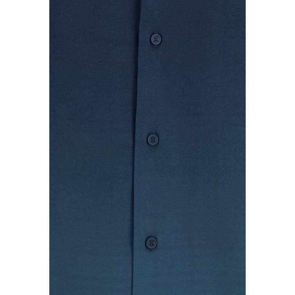 Off-White Blue Viscose Pattern Shirt