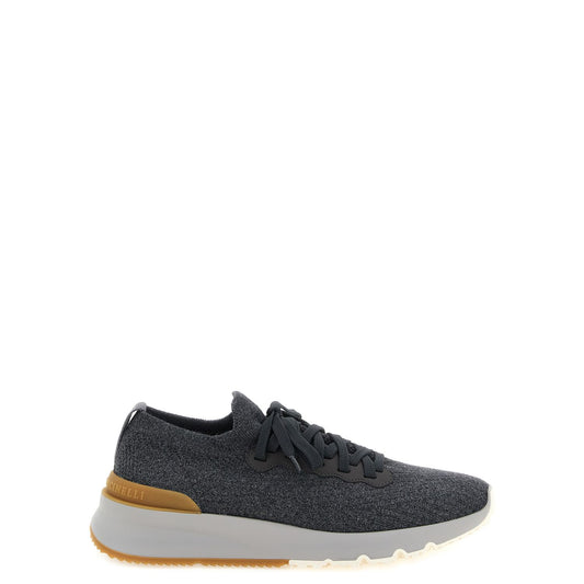 Brunello Cucinelli Gray Cotton Athletic Sneakers