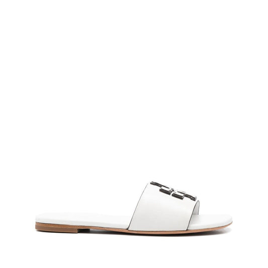 Tory Burch Logo Embossed Slides Sandals Tory Burch White Smoke
