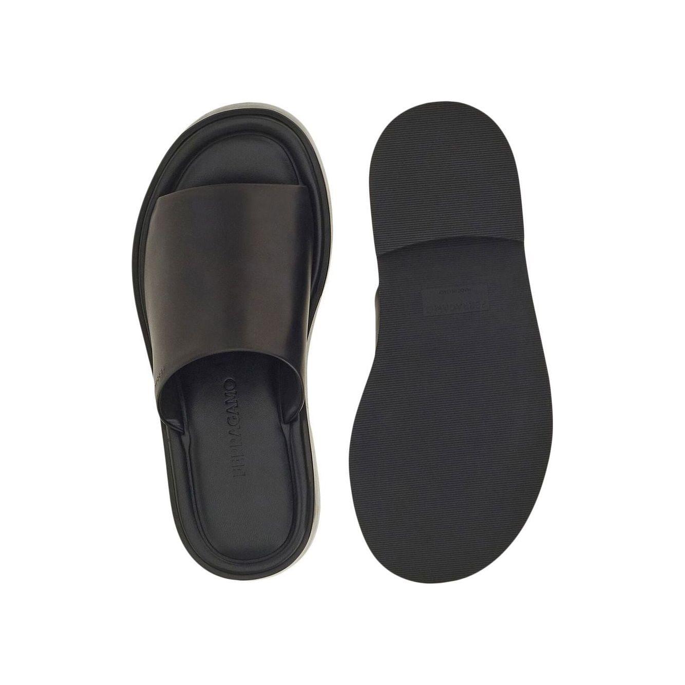 Ferragamo crossover-strap leather slides Sandals Black Sandals Ferragamo