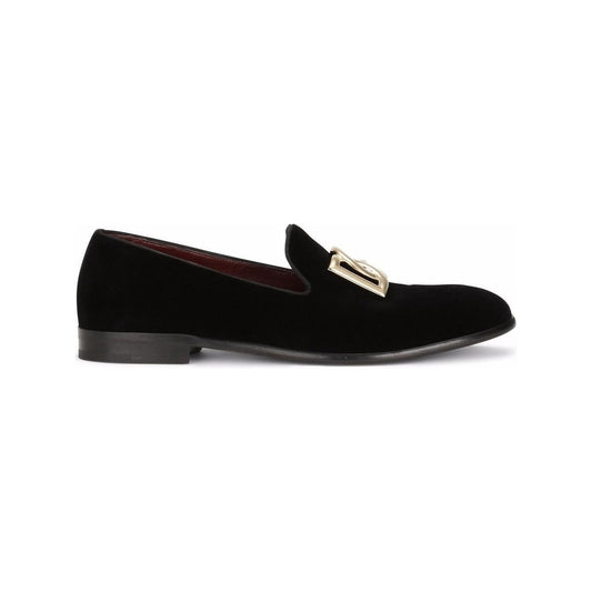 Dolce & Gabbana DG logo velvet slippers Moccasins Dolce & Gabbana Black