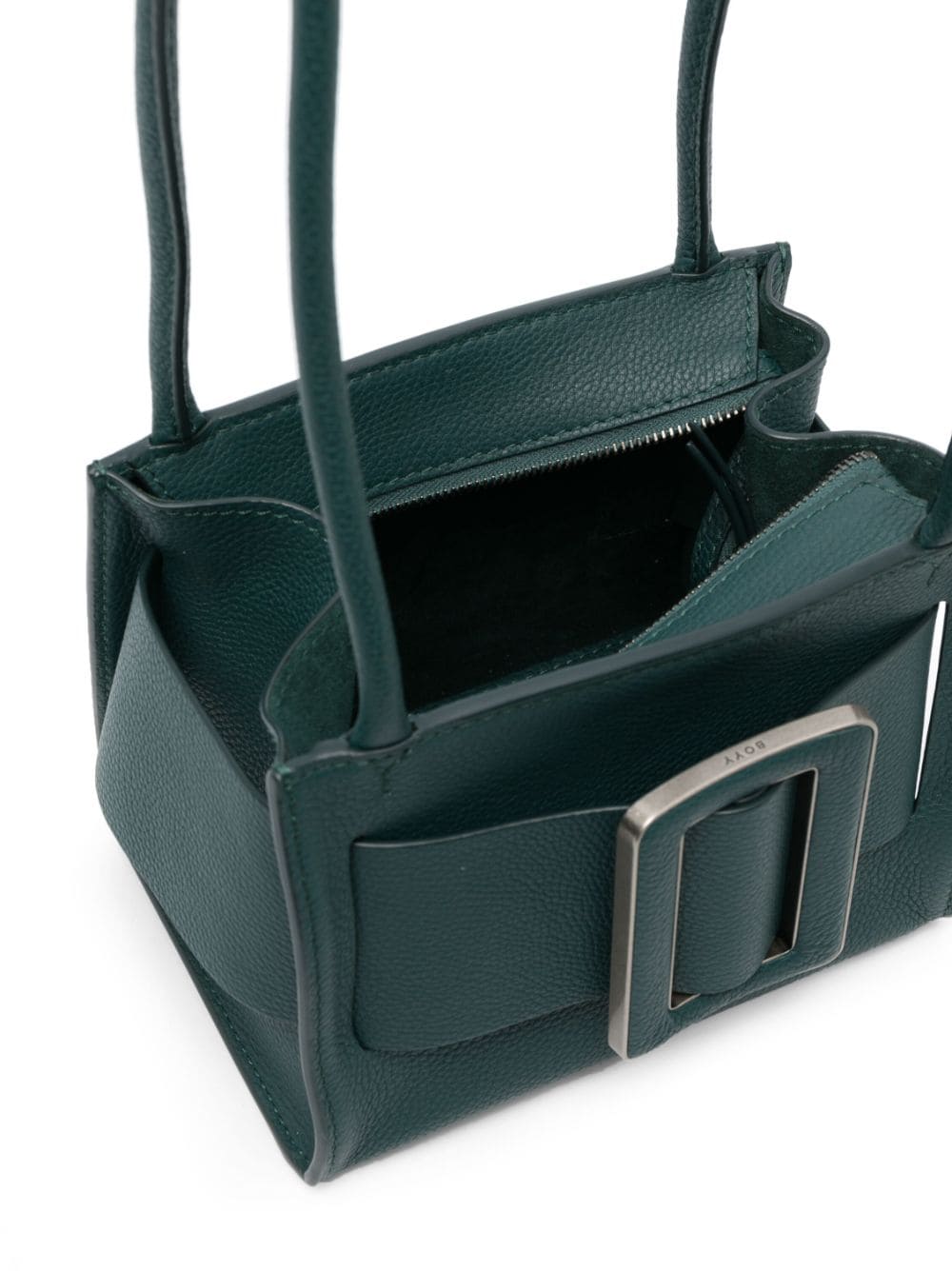 Front view with bag zipped and handles upright.