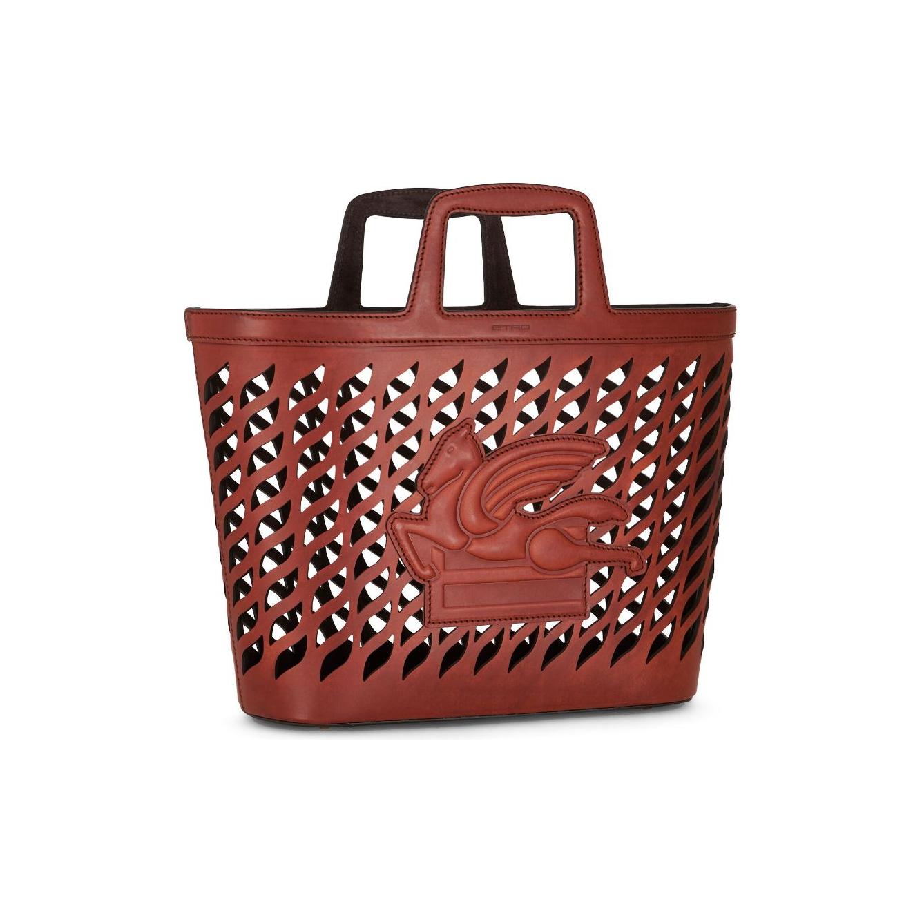 ETRO Pegaso-appliqué Perforated Tote Bag Brown Shopper Etro