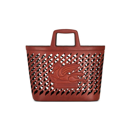 ETRO Pegaso-appliqué Perforated Tote Bag Brown Shopper Etro