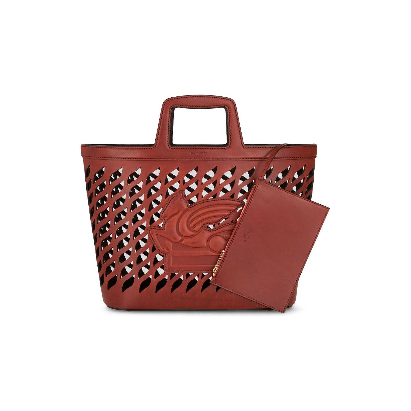 ETRO Pegaso-appliqué Perforated Tote Bag Brown Shopper Etro