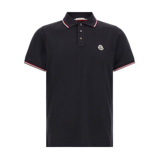Moncler Blue Cotton Polo Shirt