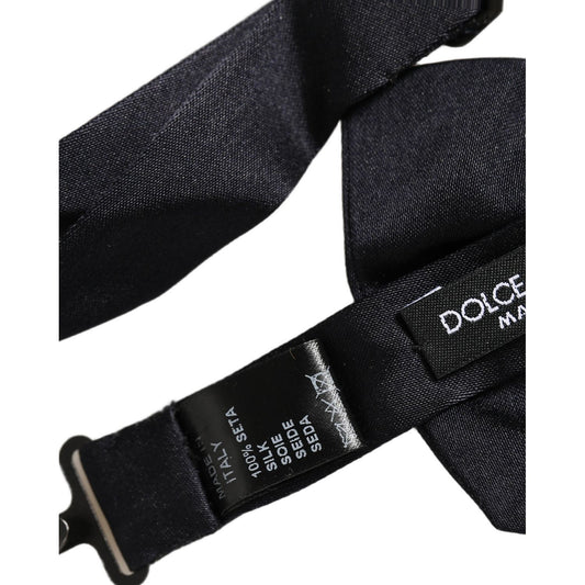 Dolce & Gabbana Men Black 100% Silk Adjustable Neck Papillon Bow Tie