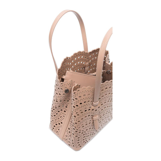 Alaia Beige Lamb Skin Mina Perforated Tote Bag Handbag Alaia