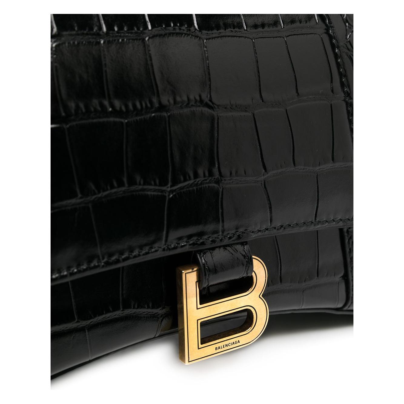 Balenciaga Croc Hourglass Small Bag Black Handbag Balenciaga