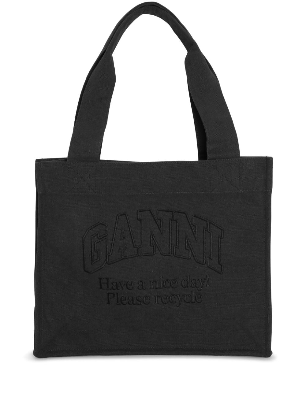 GANNI black recycled cotton Shopper Bag Shopper Ganni