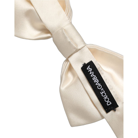Dolce & Gabbana Men White 100% Silk Adjustable Neck Papillon Bow Tie