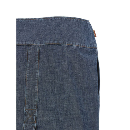 Fendi Blue Cotton Midi Skirt