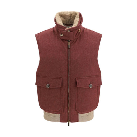 Brunello Cucinelli Bordeaux Wool Oves Aries Sleeveless Jacket
