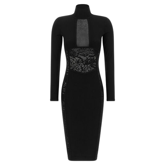 Elisabetta Franchi Black Viscose Midi Dress